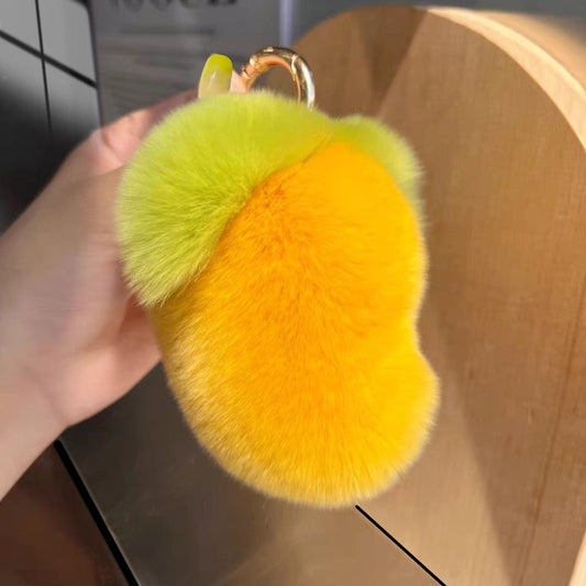 Rabbit Fur Mango Car Key Ring Pendant