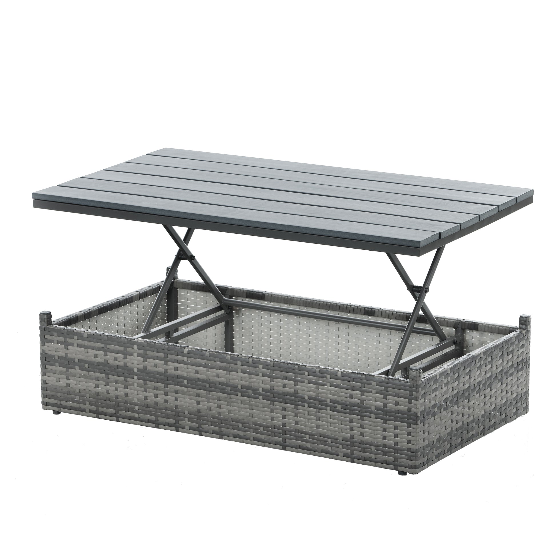 Patio Furniture, Outdoor Furniture, Seasonal PE Wicker Furniture,5 Set Wicker Furniture With Plywood Coffee Table - LaTezza Online Shop