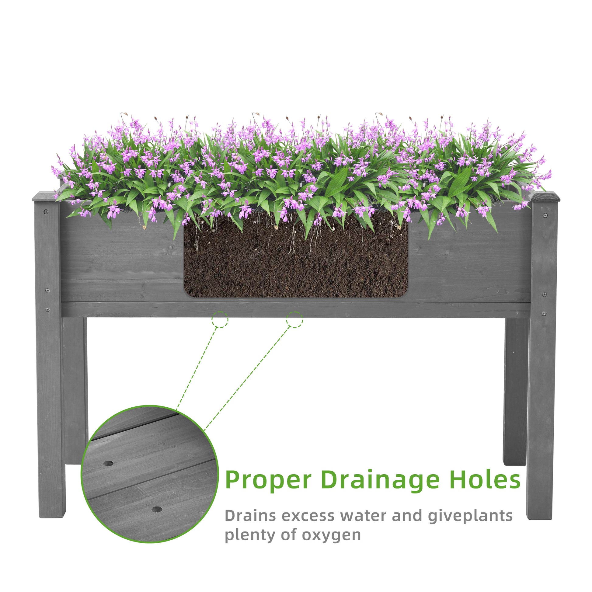 Raised Garden Bed with Legs, Elevated Wooden Planter Box for Outdoor Plants - LaTezza Online Shop