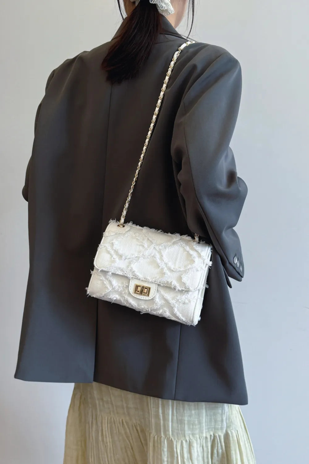 Raw Hem Denim Crossbody Bag - LaTezza Online Shop