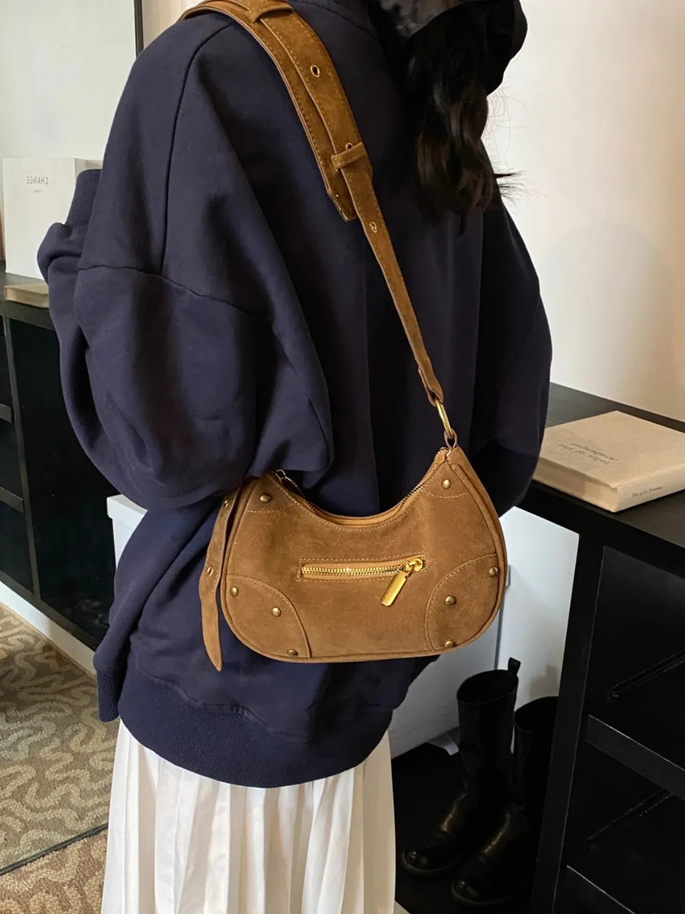Small Suede Adjustable Strap Shoulder Bag - LaTezza Online Shop