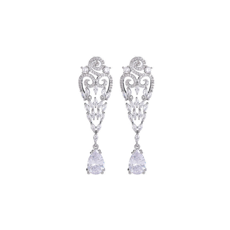 Fashionable earrings with a light luxury and high-end feel, long green water droplet tassel earrings for women - LaTezza Online Shop