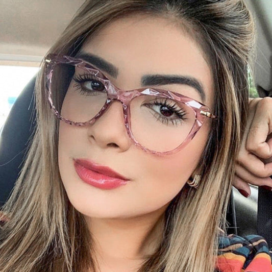 Anti-blue cat eye multi-faceted glasses 