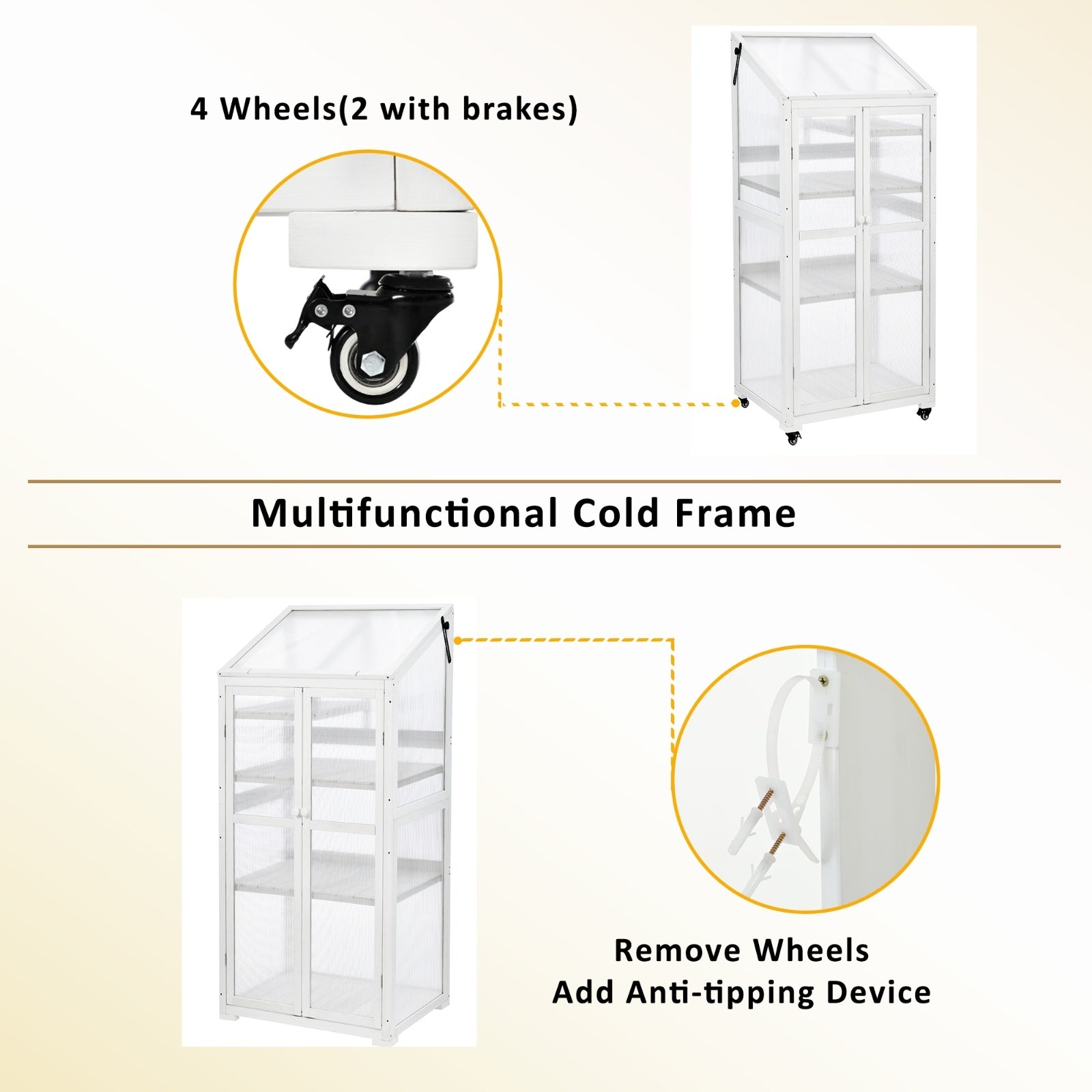 TOPMAX 62in Wood Large Greenhouse With Wheels And Adjustable Shelf - LaTezza Online Shop