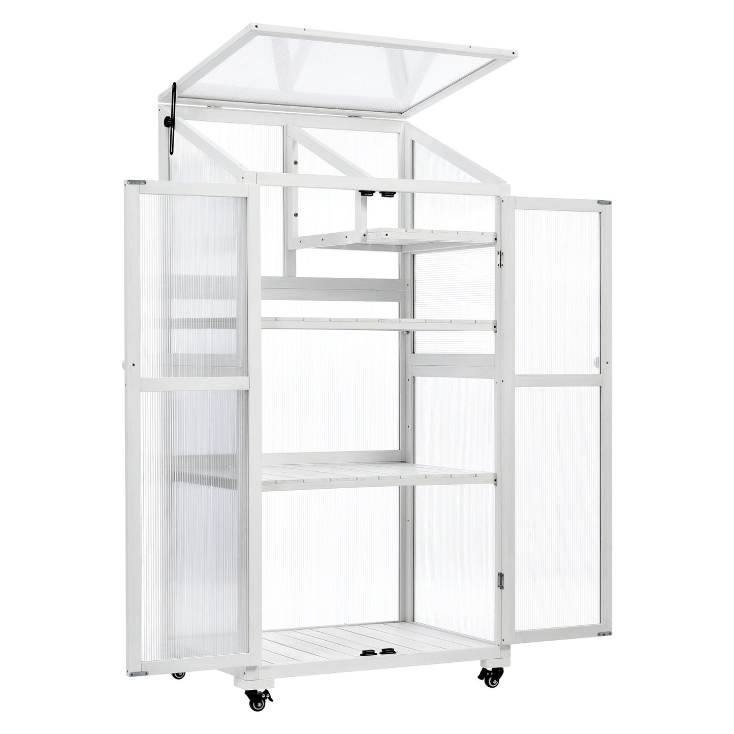 TOPMAX 62in Wood Large Greenhouse With Wheels And Adjustable Shelf - LaTezza Online Shop