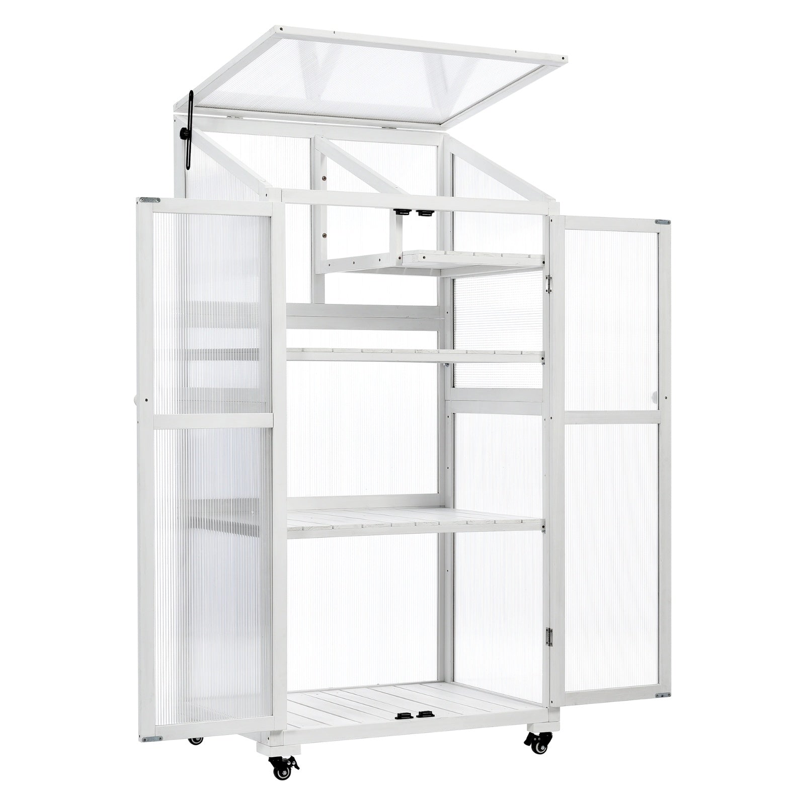 TOPMAX 62in Wood Large Greenhouse With Wheels And Adjustable Shelf - LaTezza Online Shop