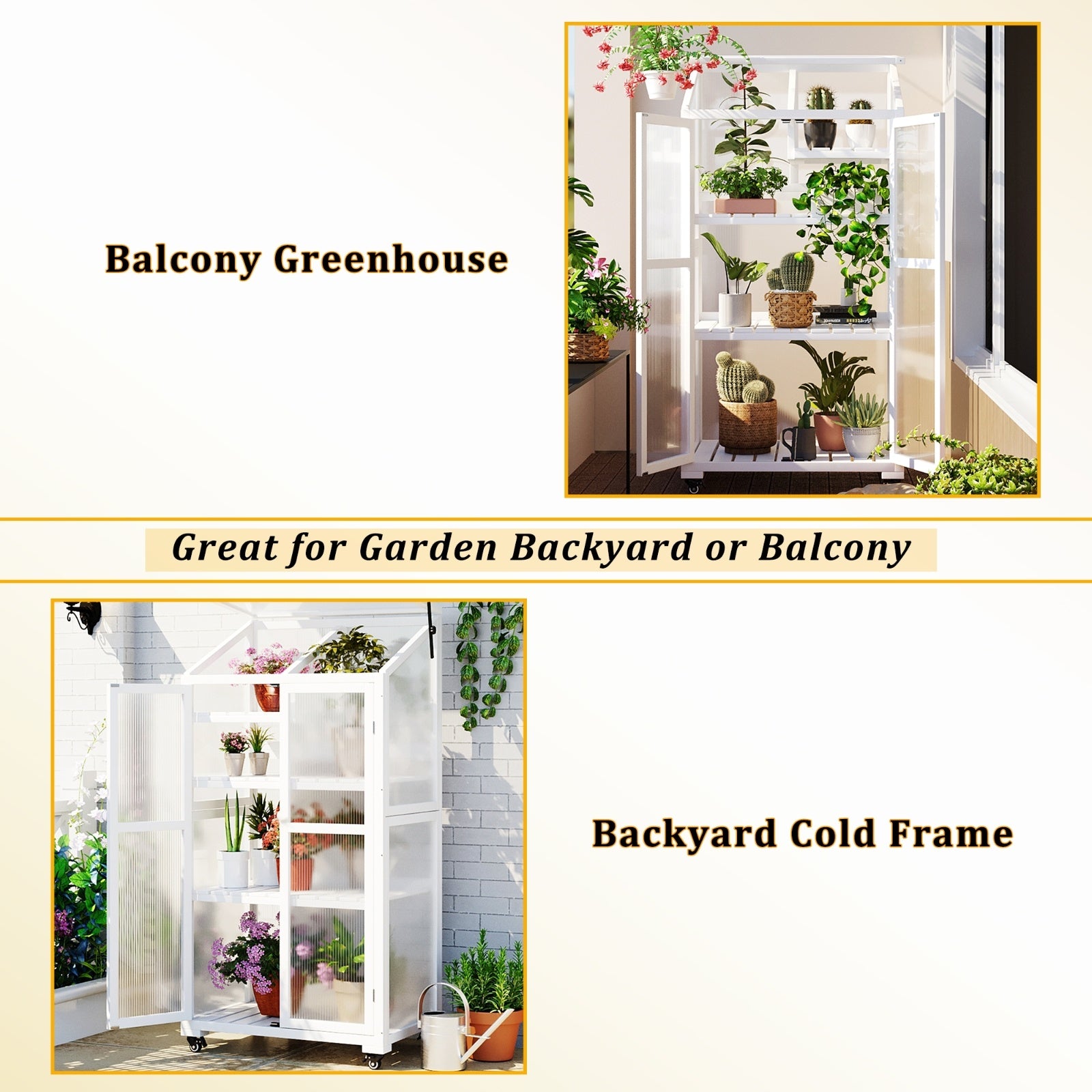 TOPMAX 62in Wood Large Greenhouse With Wheels And Adjustable Shelf - LaTezza Online Shop