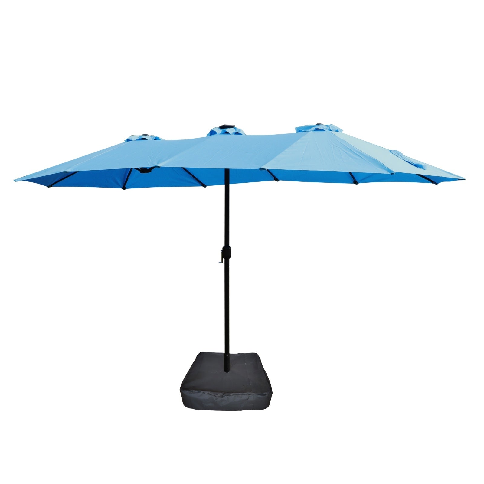 15x9ft Large Double-Sided Rectangular Outdoor Twin Patio Market Umbrella With Light And Base- Blue - LaTezza Online Shop