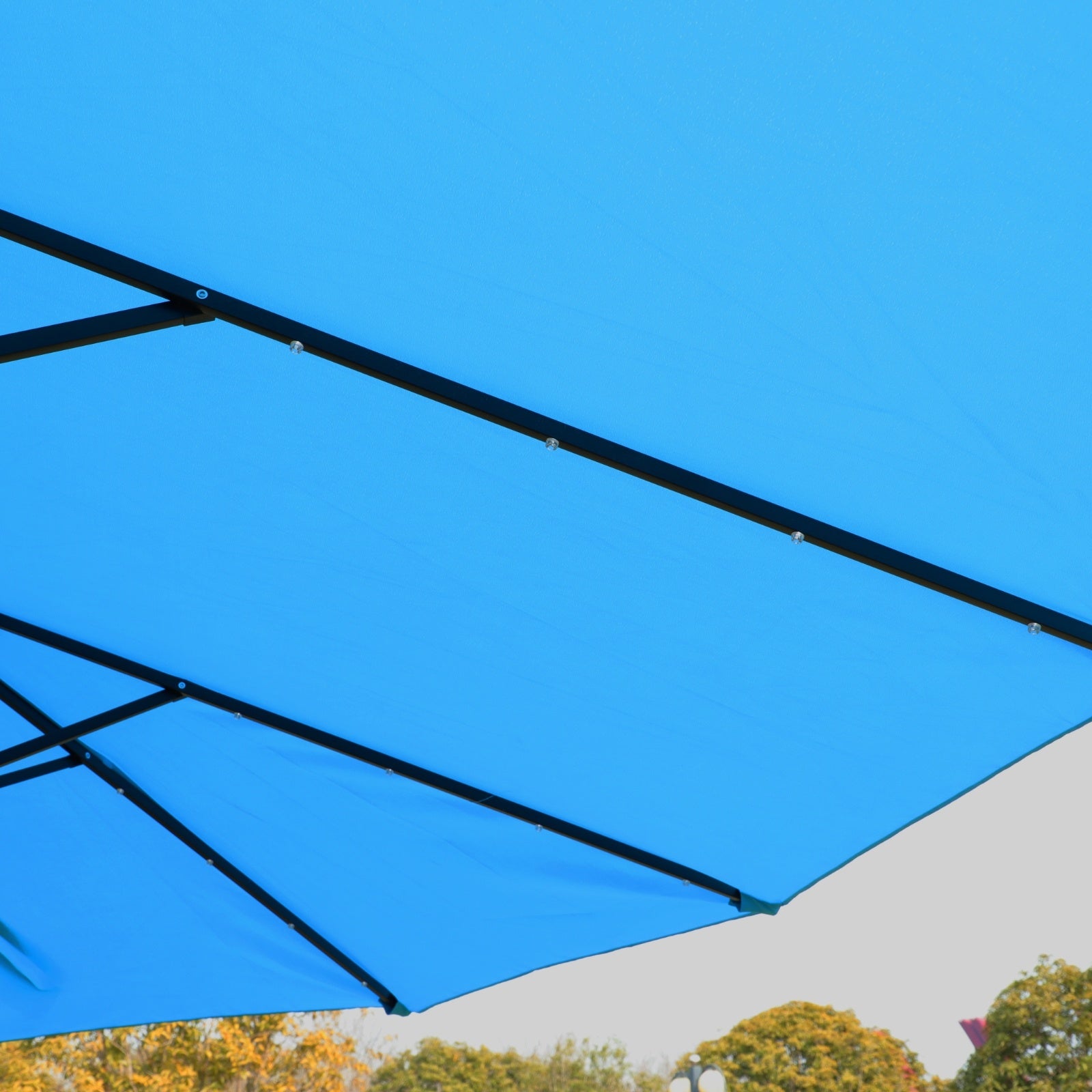 15x9ft Large Double-Sided Rectangular Outdoor Twin Patio Market Umbrella With Light And Base- Blue - LaTezza Online Shop
