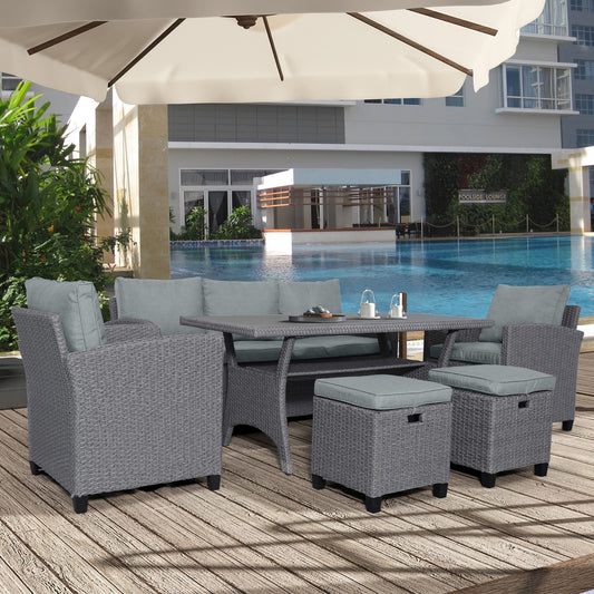 6-piece Outdoor Rattan Courtyard Set - LaTezza Online Shop