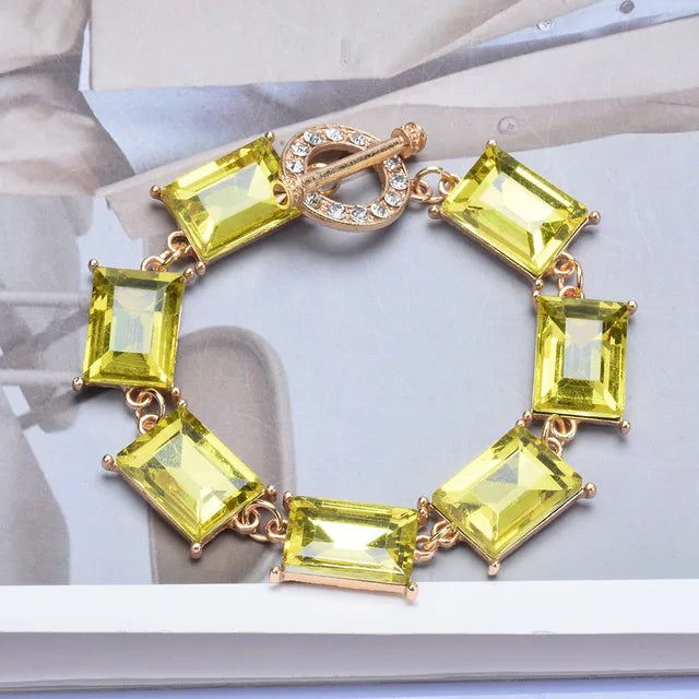 Purple Yellow Blue Glass Crystal Bracelets Jewelry Luxury Statement Bracelet - LaTezza Online Shop