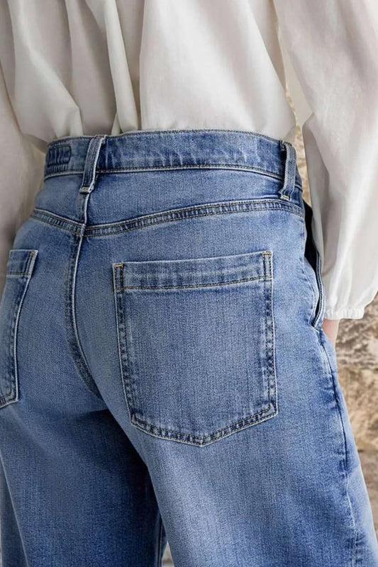 Pocketed Embroidered Straight Leg Jeans - LaTezza Online Shop