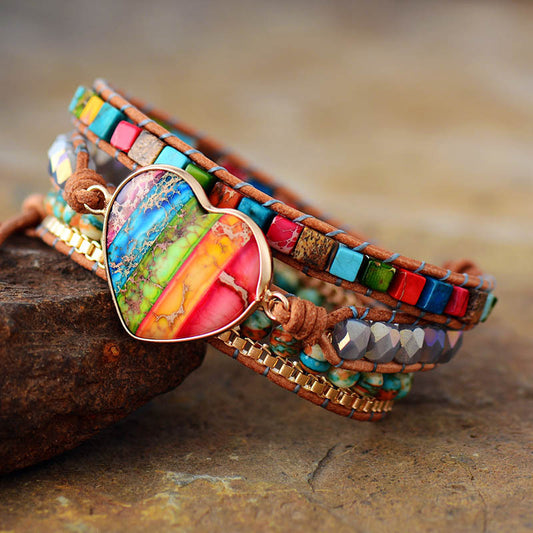 Natural imperial stone hand-woven bracelet - LaTezza Online Shop