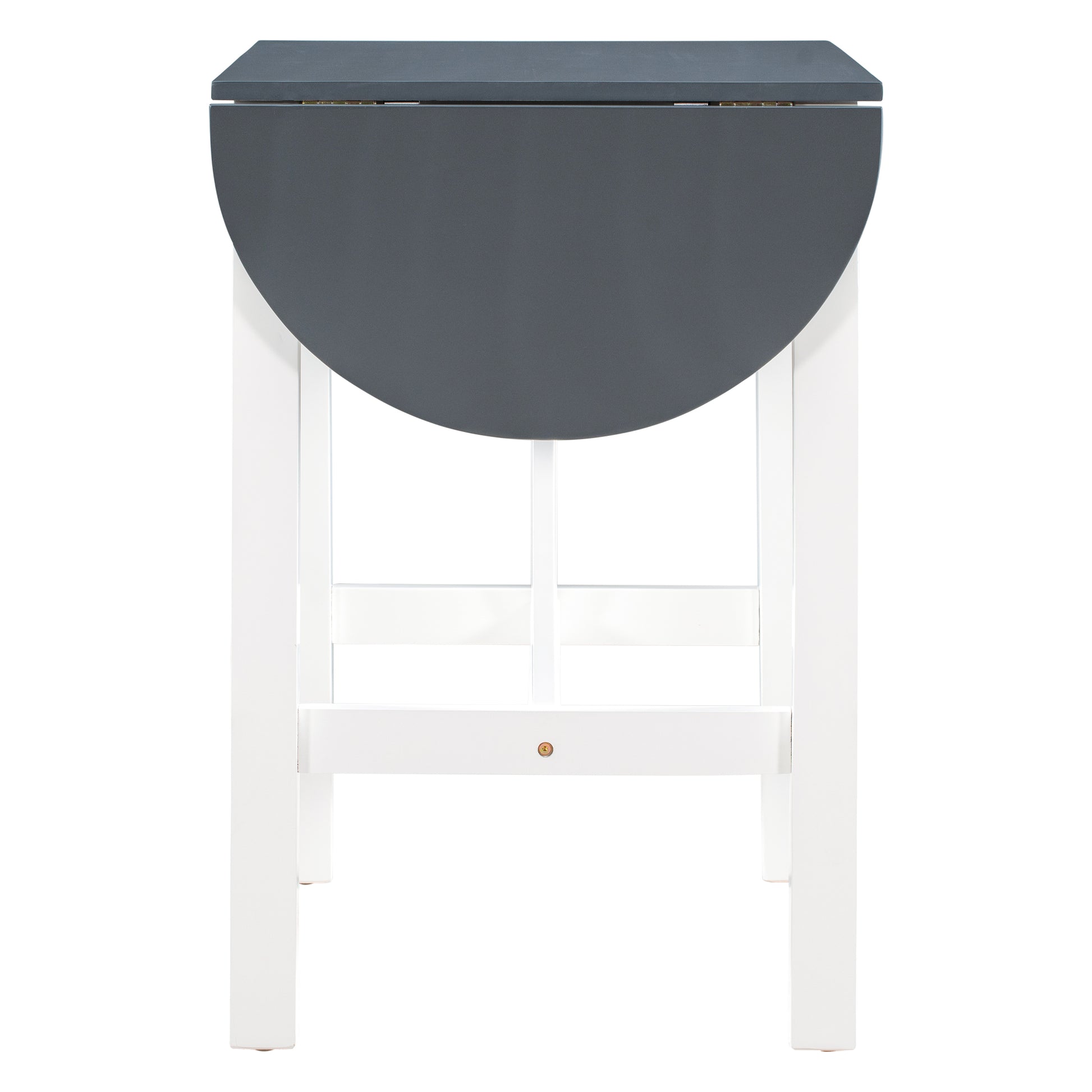 TOPMAX 3-Piece Wood Counter Height Drop Leaf Dining Table Set with 2 Upholstered Dining Chairs for Small Place White+Gray - LaTezza Online Shop