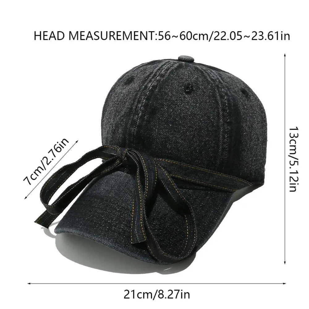 Washed Bow Denim Baseball Cap - LaTezza Online Shop