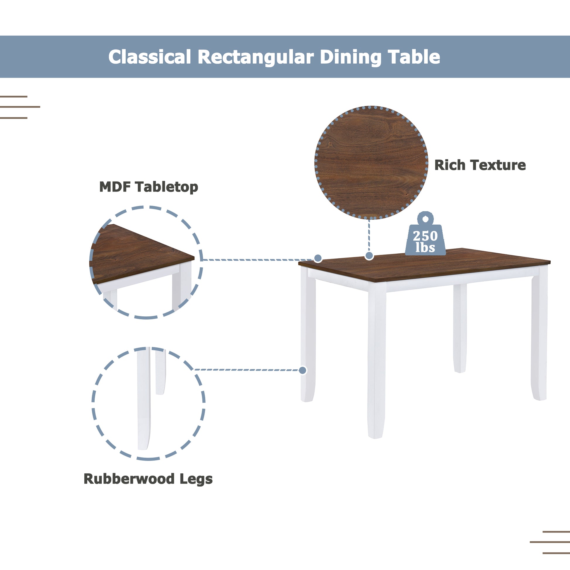 TOPMAX Rustic Minimalist Wood 5-Piece Dining Table Set with 4 X-Back Chairs for Small Places  White - LaTezza Online Shop