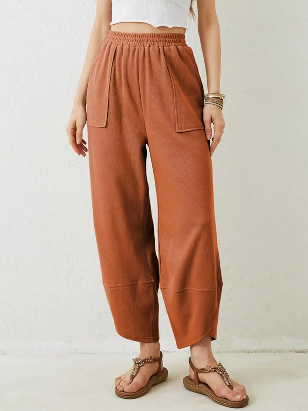 Elastic Waist Wide Leg Pants - LaTezza Online Shop