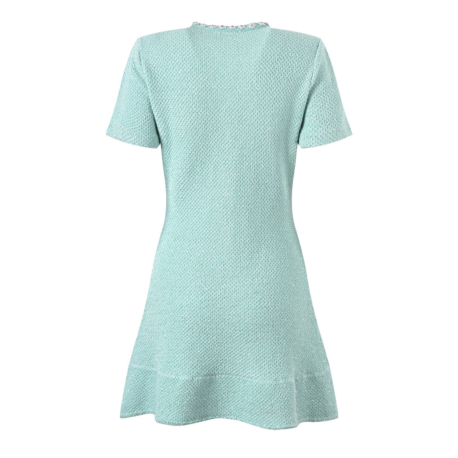 Diamond sequin single breasted ruffle edge cinched waist knitted dress for women - LaTezza Online Shop