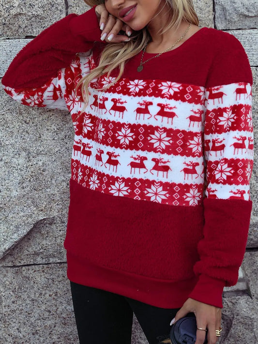 Christmas Element Round Neck Long Sleeve Sweatshirt - LaTezza Online Shop