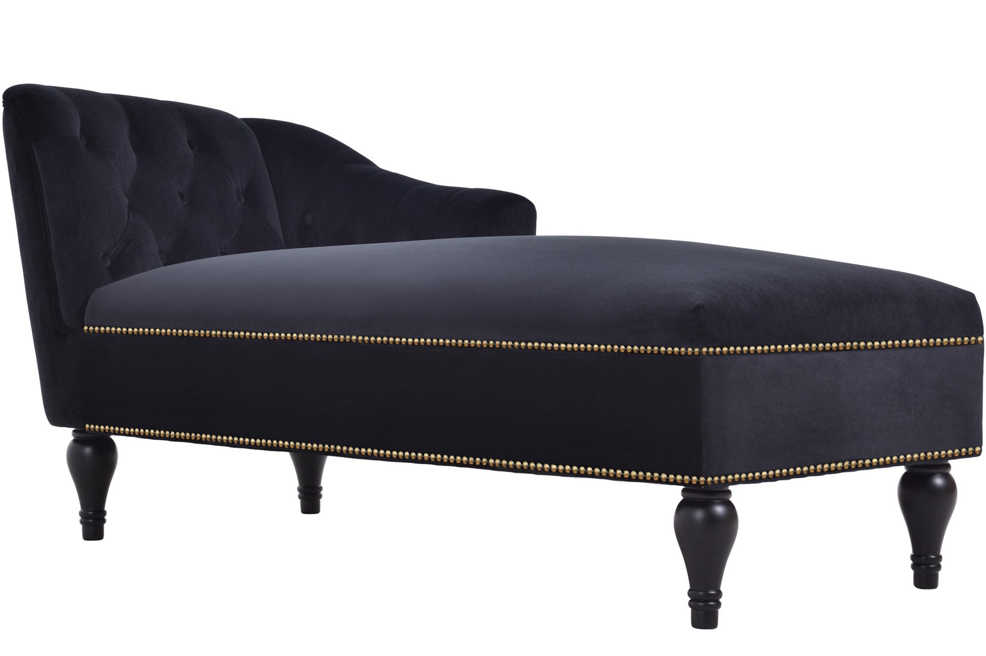 58 inch velvet lounge chair, button cluster right arm lounge chair with nail head decoration and solid wood legs - LaTezza Online Shop