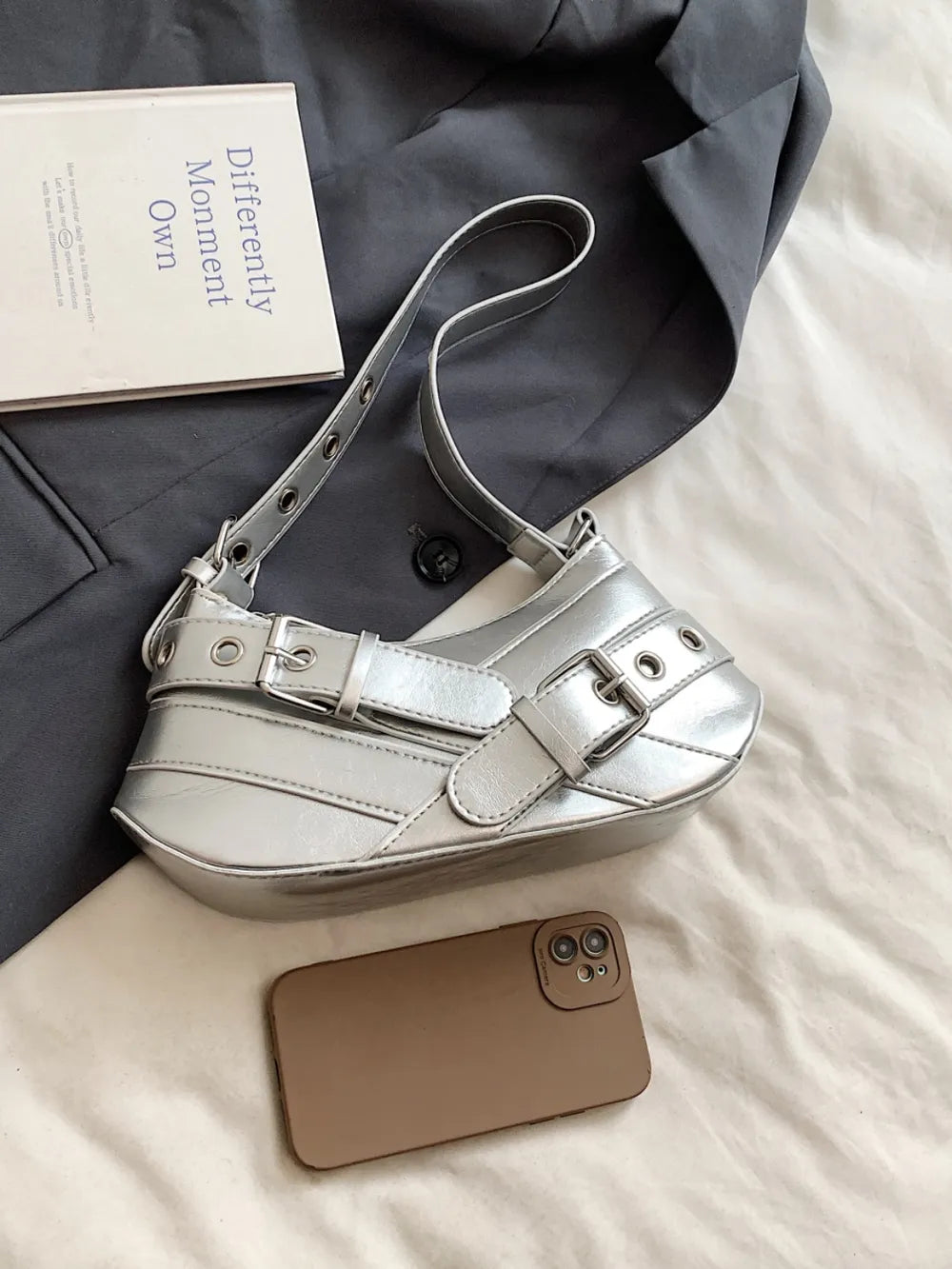 PU Leather Buckle Shoulder Bag - LaTezza Online Shop