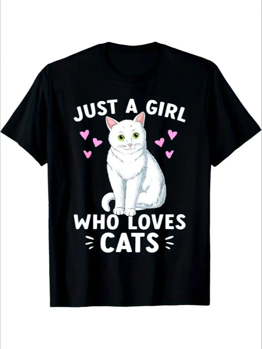 Just A Girl Who Loves Cats Cute Cat Lover Girls Women T-Shirt - LaTezza Online Shop