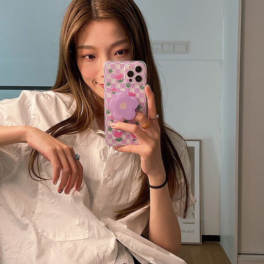 Purple Flower Phone Case All-inclusive Bracket Anti-fall - LaTezza Online Shop
