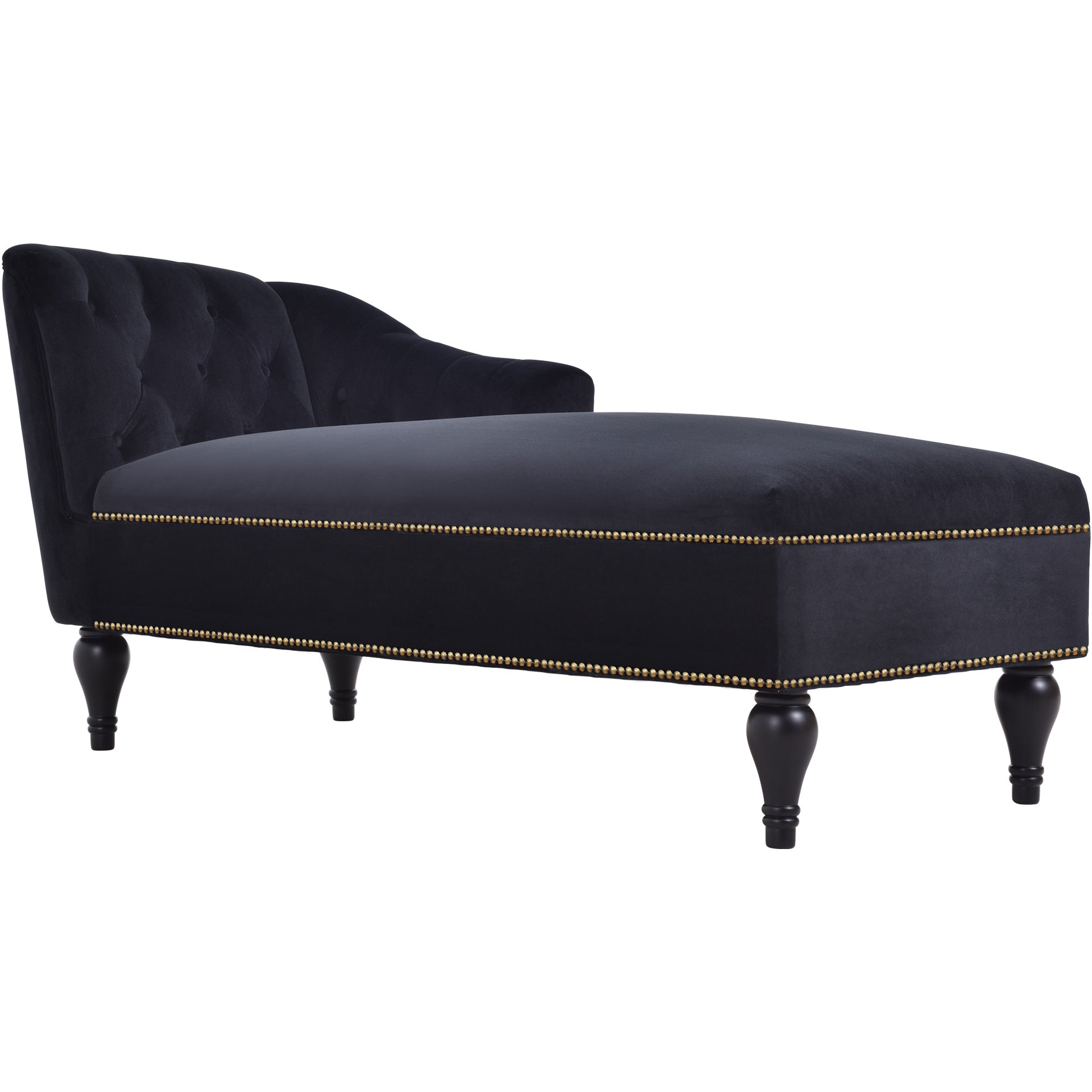 58 inch velvet lounge chair, button cluster right arm lounge chair with nail head decoration and solid wood legs - LaTezza Online Shop