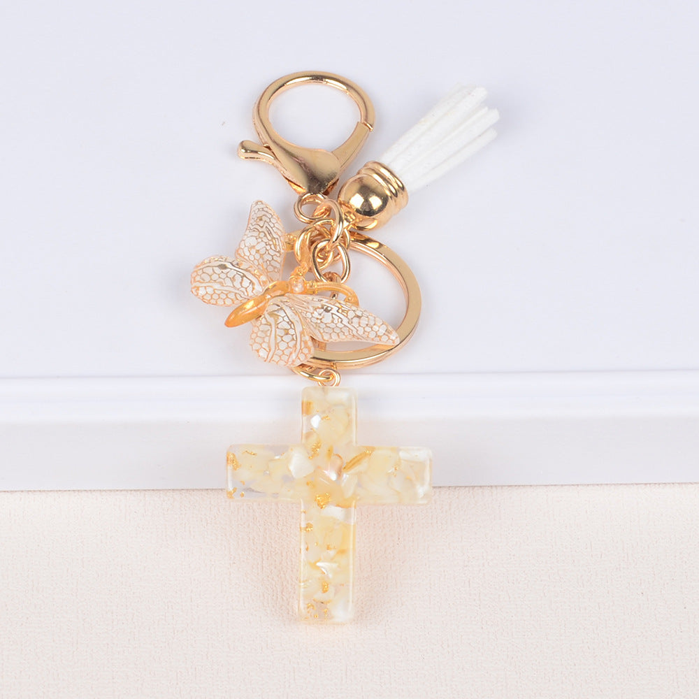 Tassel Butterfly Stone Cross Keychain - LaTezza Online Shop