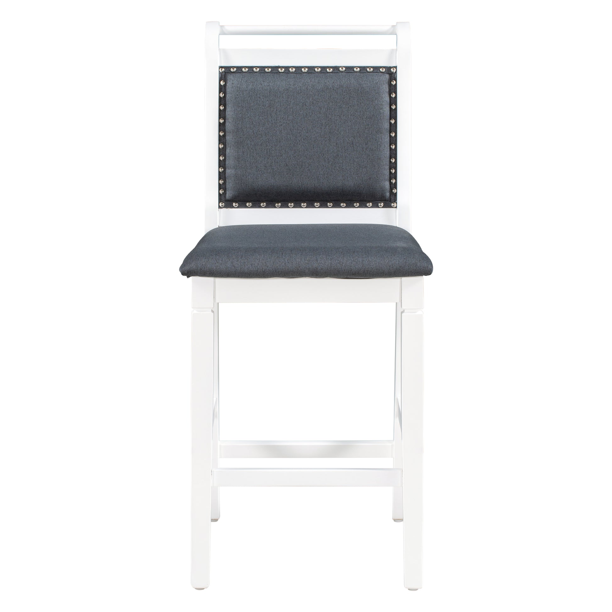 TOPMAX 3-Piece Wood Counter Height Drop Leaf Dining Table Set with 2 Upholstered Dining Chairs for Small Place White+Gray - LaTezza Online Shop