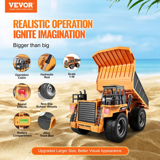 VEVOR RC Remote Control Dump Truck Toy Construction Vehicle Toy 9CH  Scale 