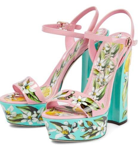 Sandals Floral Printed Summer Sexy Platform Chunky Heels Women Shoes Ankle Strap Gladiator Sandals - LaTezza Online Shop