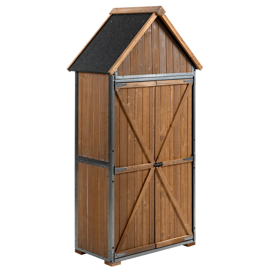 Outdoor Storage Cabinet Garden Shed Tool Shed With Metal Frame