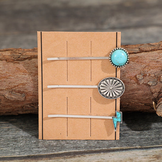 3 PCS/Set Artificial Turquoise Hair Pins - LaTezza Online Shop