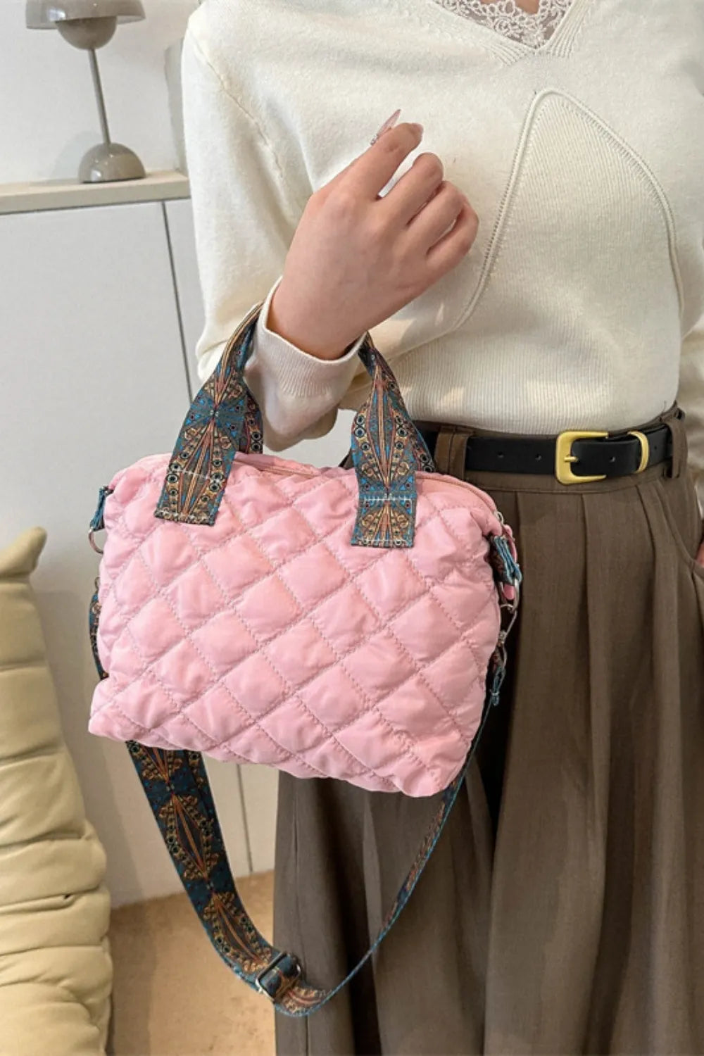 Crossbody Bag Bubble Textured Printed Strap Handbag - LaTezza Online Shop