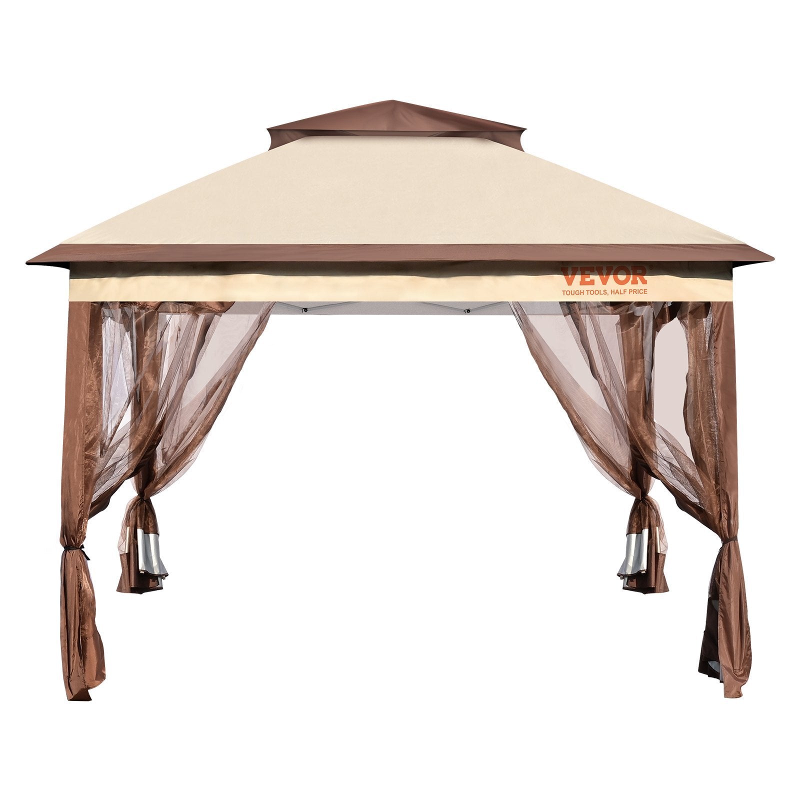 VEVOR Patio Gazebo, 11 X 11 FT Pop Up Gazebo For 8-10 Person, With Mosquito Netting, Metal Frame, And PU Coated 250D Oxford Cloth, Outdoor Canopy Shelter For Patio, Backyard, Lawn, Garden, De - LaTezza Online Shop