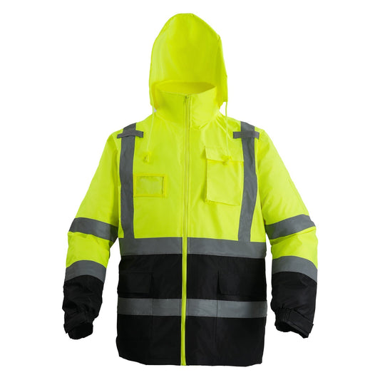High Visibility Reflective Safety Jacket Waterproof Hoodie Yellow With Black L - LaTezza Online Shop
