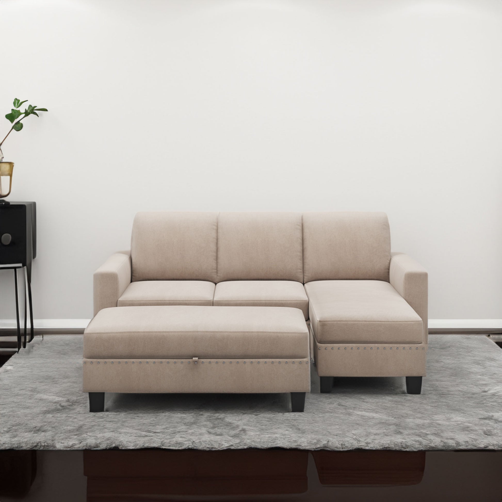81" Reversible Sectional Couch with Storage Chaise L-Shaped Sofa for Apartment Sectional Set Warm Grey - LaTezza Online Shop