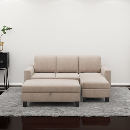 81" Reversible Sectional Couch with Storage Chaise L-Shaped Sofa for Apartment Sectional Set Warm Grey - LaTezza Online Shop