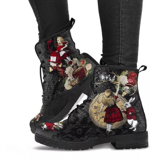 European and American plus leather Martin boots women's Gothic printed British boots Wish workwear combat boots - LaTezza Online Shop