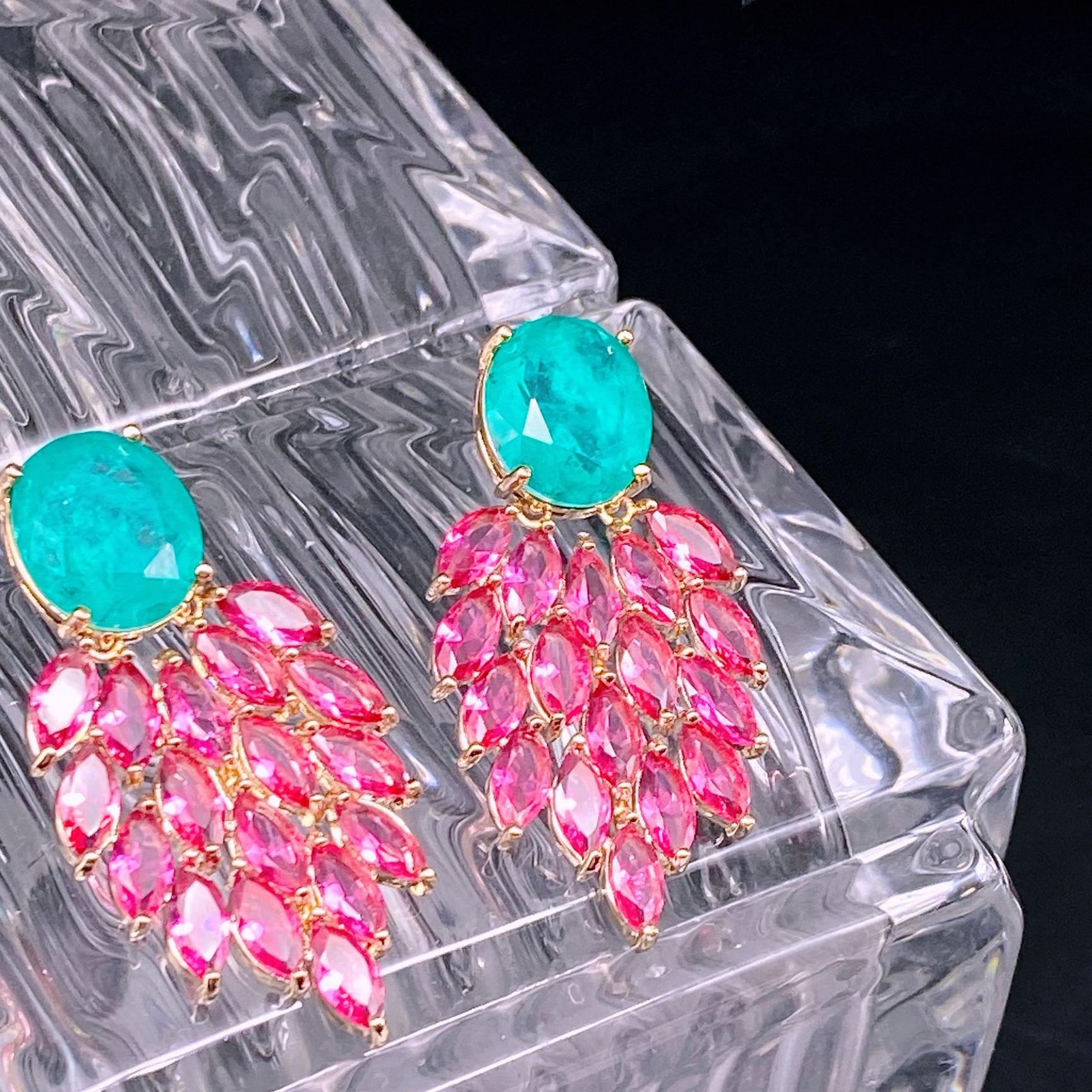 Bi-color Chunky Glass Crystal Fashion Earrings Wedding Bridal Jewelry - LaTezza Online Shop