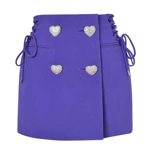 Women's Diamond Heart Button Bow Loose Suit Coat Sweet Suit Skirt - LaTezza Online Shop