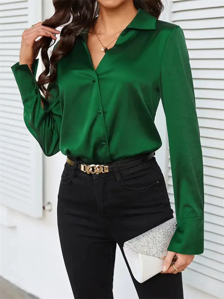 Button Up Collared Neck Long Sleeve Shirt - LaTezza Online Shop