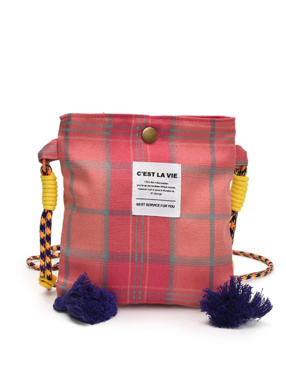 C'EST LA VIE Plaid Crossbody Bag with Tassel Detail - LaTezza Online Shop