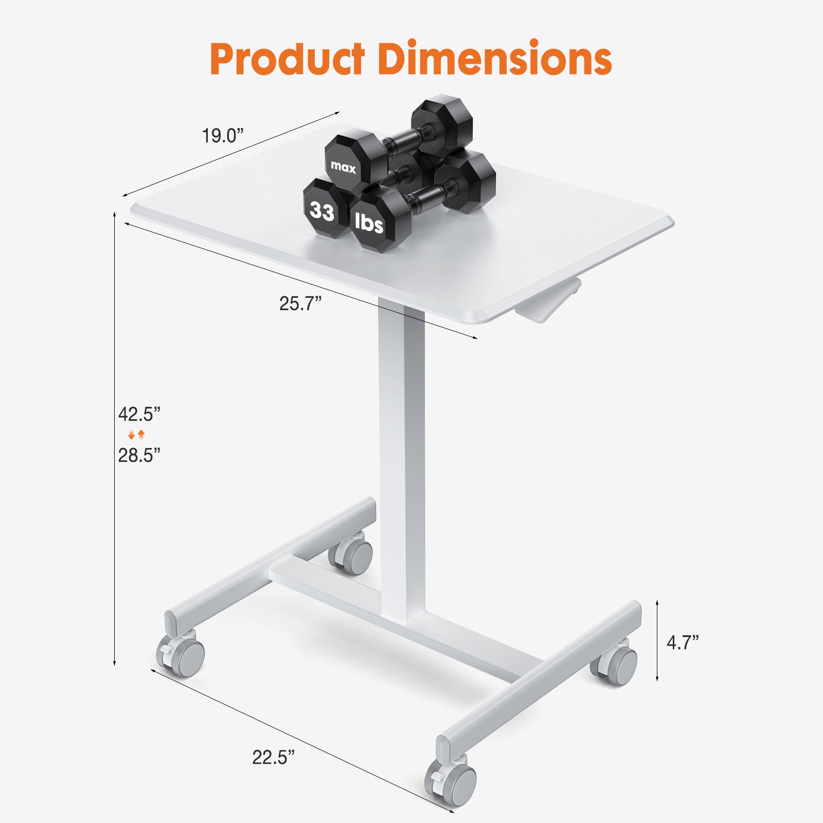 Adjustable Rolling Desk Laptop Computer Cart For Home  Office  Classroom Overbed Table - LaTezza Online Shop