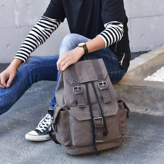 Street Canvas Unisex Backpack Retro Casual Travel Bag Large Capacity Schoolbag - LaTezza Online Shop