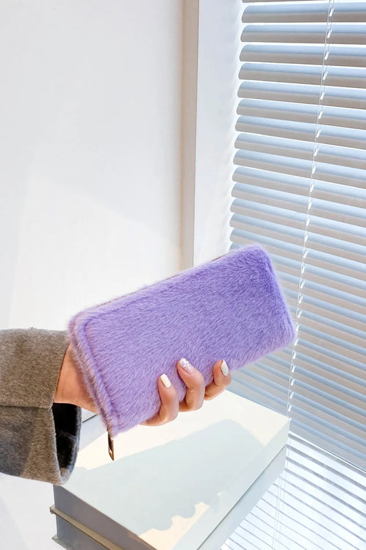 Solid Color Fluff Rectangle Wallet - LaTezza Online Shop