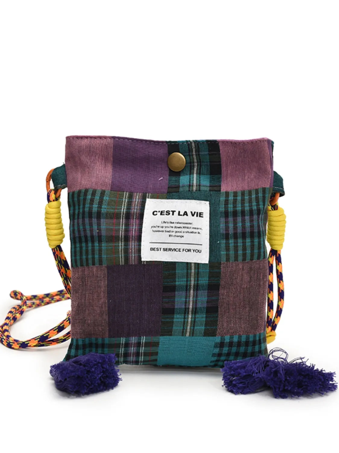 C'EST LA VIE Plaid Crossbody Bag with Tassel Detail - LaTezza Online Shop