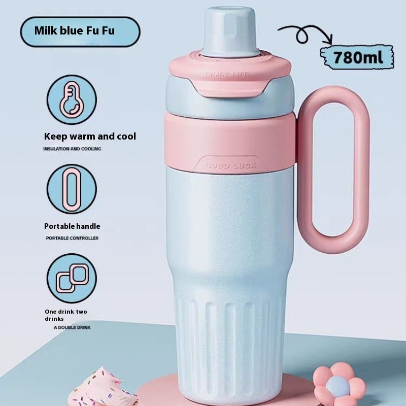 780ml Gradient Double Drink Thermal Cup Stainless Steel With Lid Coffee Cup Thermos Large Capacity Straw Cup For Male And Female - LaTezza Online Shop