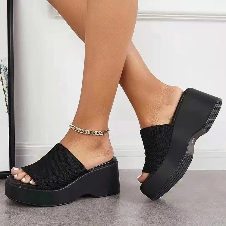 Platform Sandals Cloth Open Toe - LaTezza Online Shop